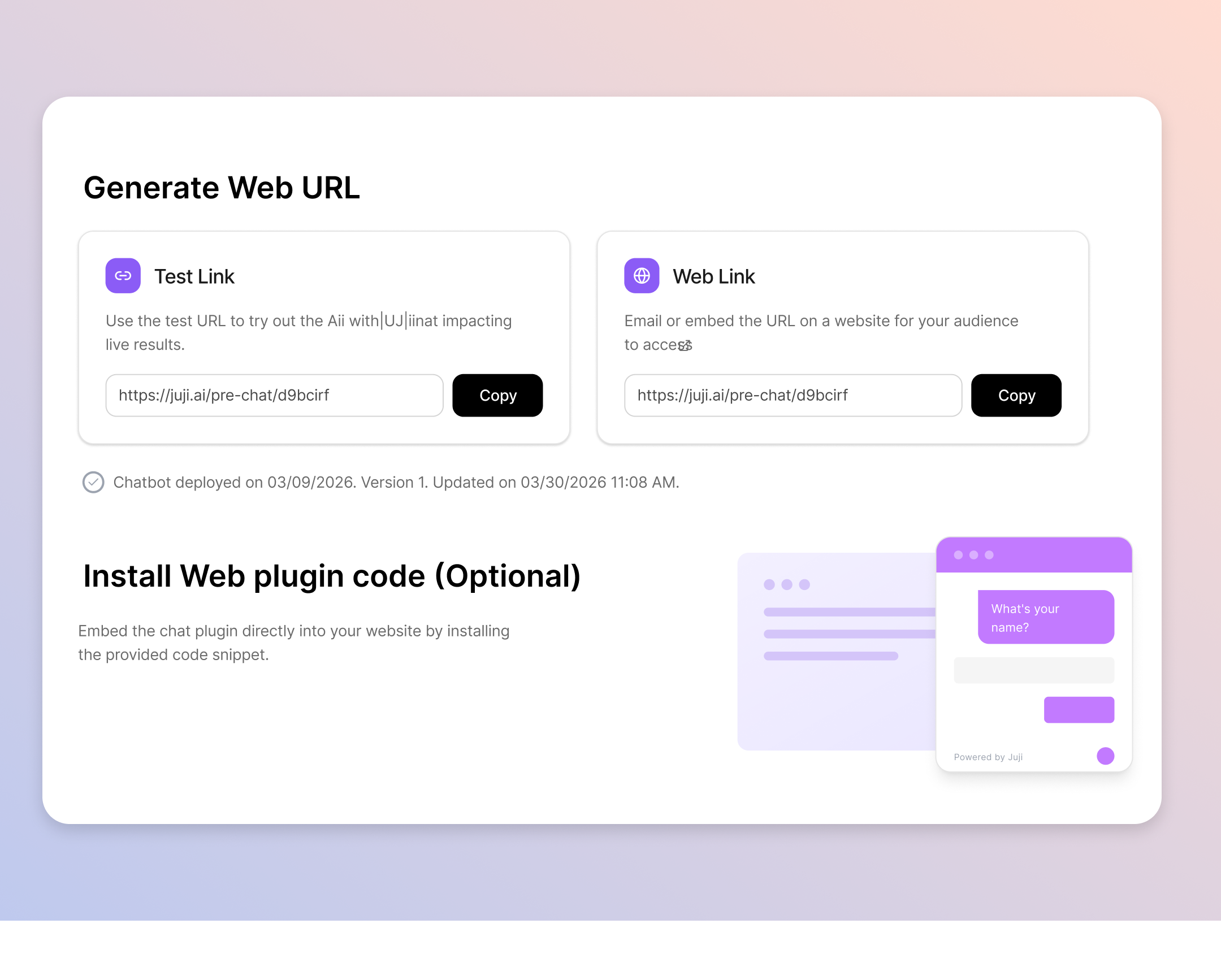 Deploy step UI